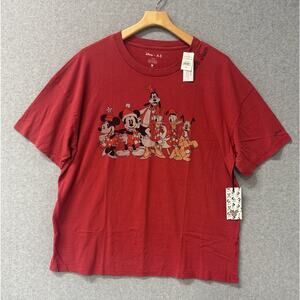 American Eagle x Disney Mickey Mouse Holiday Red Tee Shirt Men’s L Unisex NWT
